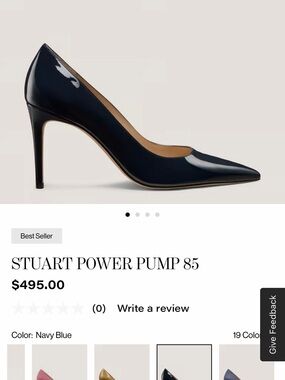 Stuart Weitzman Navy Blue Patent Leather Pointed Toe Pump